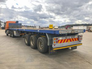 2008 Afrit Flat Deck Tri-axle 14m Trailer with container locks in good condition for sale