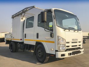 Used 2013 Isuzu NMR 250 Crew Cab with Dropside and Box for sale