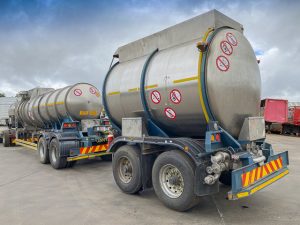 Used 2001 GRW Stainless Steal Chemical Tanker Trailer with pup for sale